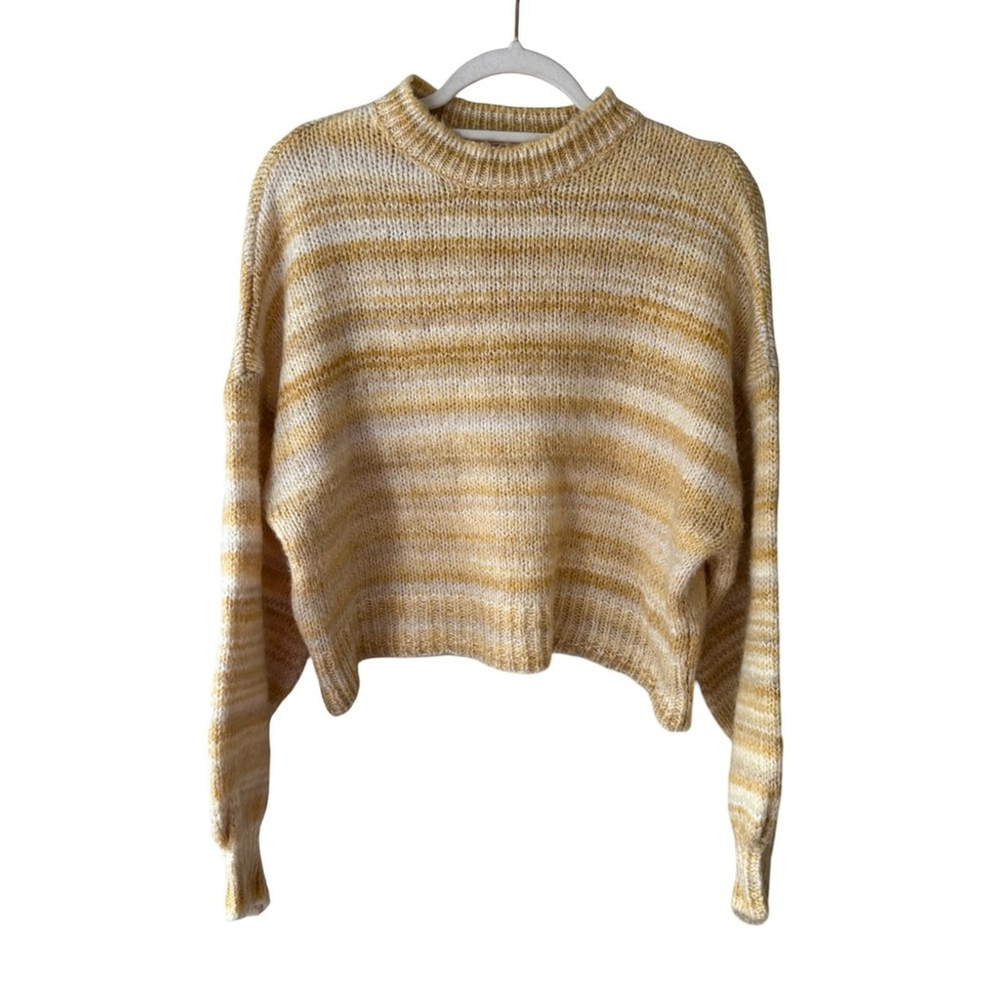 Urban Outfitters Yellow and Cream Striped Sweater Size S Cozy Knit Fall Winter - Picture 1 of 12